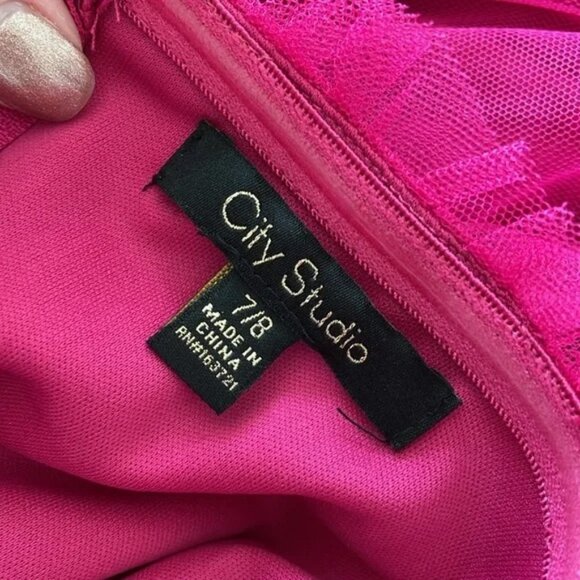 SALE ‼️  NWT City Studio Fuschia Tiered Ruffle Prom Dress - Size 7/8 - Picture 7 of 7